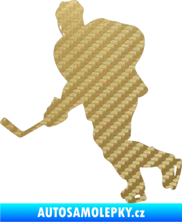 Samolepka Hokejista 009 levá 3D karbon zlatý