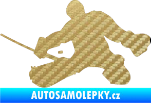 Samolepka Hokejista 015 levá brankář 3D karbon zlatý