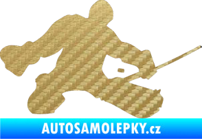 Samolepka Hokejista 015 pravá brankář 3D karbon zlatý