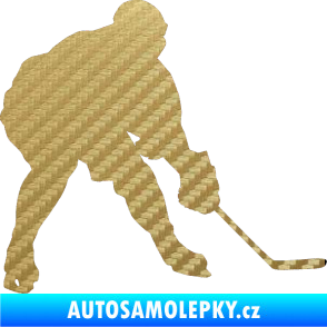 Samolepka Hokejista 016 pravá 3D karbon zlatý