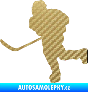 Samolepka Hokejista 017 levá 3D karbon zlatý