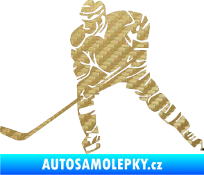 Samolepka Hokejista 026 levá 3D karbon zlatý