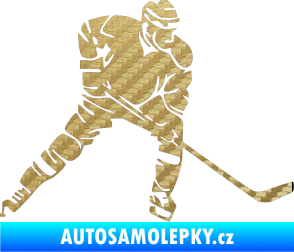 Samolepka Hokejista 026 pravá 3D karbon zlatý