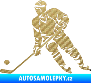 Samolepka Hokejista 027 levá 3D karbon zlatý