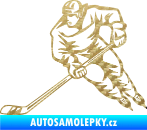 Samolepka Hokejista 030 levá 3D karbon zlatý