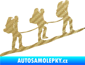 Samolepka Horolezci pravá 3D karbon zlatý