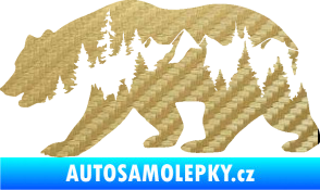 Samolepka Hory s medvědem levá 3D karbon zlatý