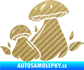 Samolepka Houby 002 pravá 3D karbon zlatý