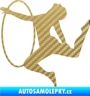 Samolepka Hula Hop 002 levá gymnastka s obručí 3D karbon zlatý