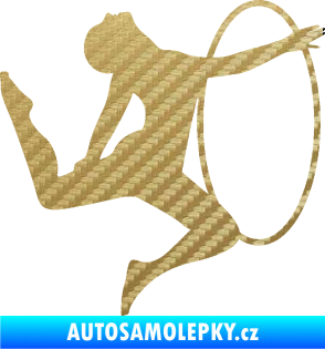 Samolepka Hula Hop 002 pravá gymnastka s obručí 3D karbon zlatý