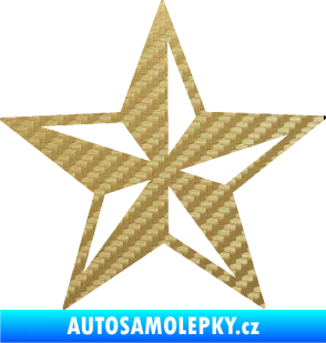 Samolepka Hvězda námořní 3D karbon zlatý
