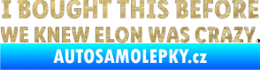 Samolepka I Bought This Before We Knew Elon Was Crazy  3D karbon zlatý
