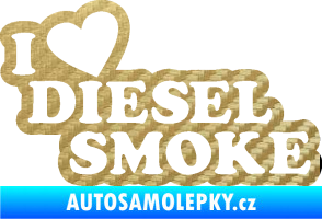 Samolepka I love diesel smoke nápis 3D karbon zlatý