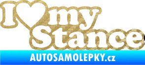 Samolepka I love my stance nápis 3D karbon zlatý