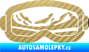 Samolepka I love snow brýle pravá 3D karbon zlatý