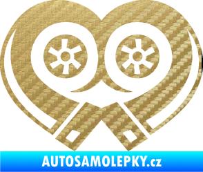 Samolepka I love turbo 3D karbon zlatý