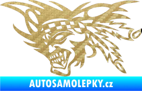 Samolepka Indián 001 levá 3D karbon zlatý