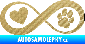 Samolepka Infinity 002 srdce a tlapka levá 3D karbon zlatý