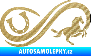 Samolepka Infinity 005 pravá koník s podkovou 3D karbon zlatý