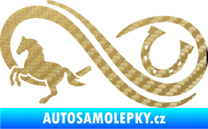 Samolepka Infinity 005 levá koník s podkovou 3D karbon zlatý