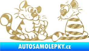 Samolepka Interiér 010 levá kočičky 3D karbon zlatý