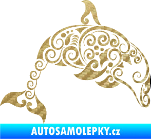 Samolepka Interiér 015 pravá delfín  3D karbon zlatý