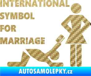 Samolepka International symbol for marriage 3D karbon zlatý