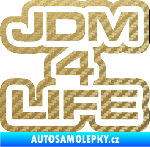 Samolepka JDM 4 life nápis 3D karbon zlatý