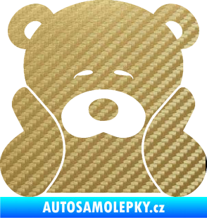 Samolepka JDM medvídek 3D karbon zlatý