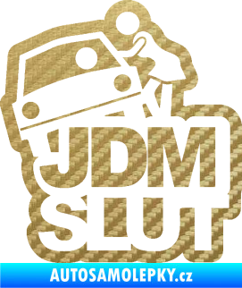 Samolepka JDM Slut 002 3D karbon zlatý