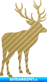 Samolepka Jelen 003 pravá 3D karbon zlatý