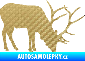 Samolepka Jelen 008 pravá 3D karbon zlatý