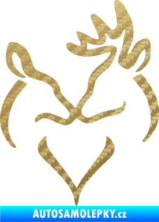Samolepka Jelen laň láska pravá 3D karbon zlatý