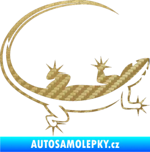 Samolepka Ještěrka 010 pravá 3D karbon zlatý