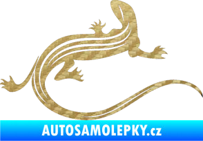 Samolepka Ještěrka 011 pravá 3D karbon zlatý