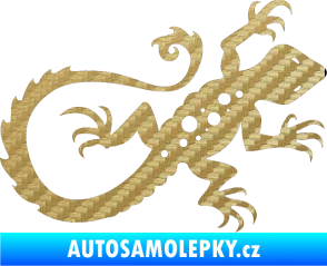 Samolepka Ještěrka 012 pravá 3D karbon zlatý