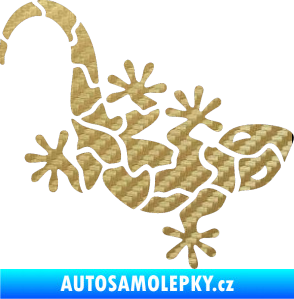 Samolepka Ještěrka 015 pravá 3D karbon zlatý