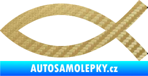 Samolepka Jesus rybička 002 křesťanský symbol 3D karbon zlatý