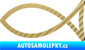 Samolepka Jesus rybička 006 křesťanský symbol 3D karbon zlatý