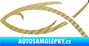Samolepka Jesus rybička 008 3D karbon zlatý