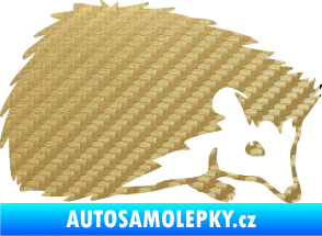 Samolepka Ježek 002 pravá 3D karbon zlatý