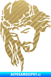 Samolepka Ježíš 003 levá 3D karbon zlatý