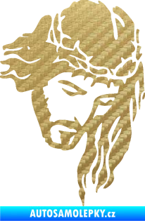 Samolepka Ježíš 003 pravá 3D karbon zlatý