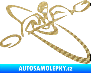 Samolepka Kajakář 001 pravá 3D karbon zlatý