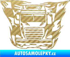 Samolepka Kamion 001 nákladní auto 3D karbon zlatý