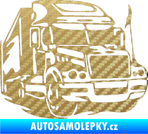Samolepka Kamion 002 pravá nákladní auto 3D karbon zlatý
