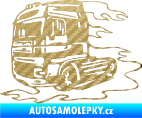 Samolepka Kamion 003 levá nákladní auto 3D karbon zlatý