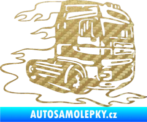 Samolepka Kamion 003 pravá nákladní auto 3D karbon zlatý