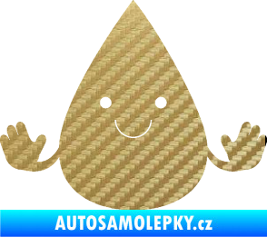 Samolepka Kapka 001 veselá 3D karbon zlatý