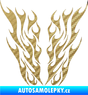 Samolepka Kapota 012 plameny 3D karbon zlatý